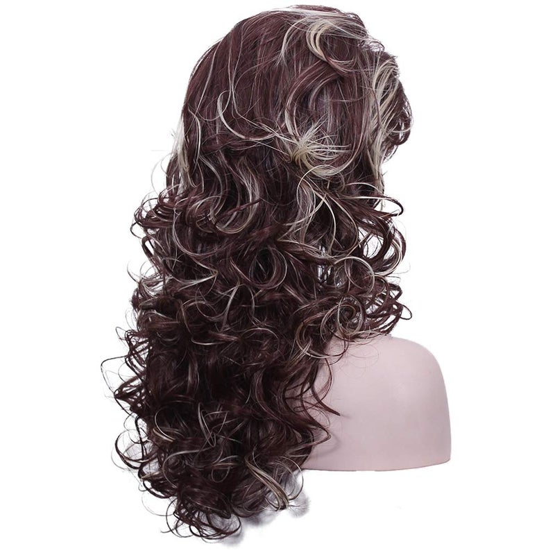 Deifor Women 80s Rocker Wigs Long Curly Heat Resistant Synthetic Natural Looking Hair for Cosplay(Brown Mix Blonde) - Image 5